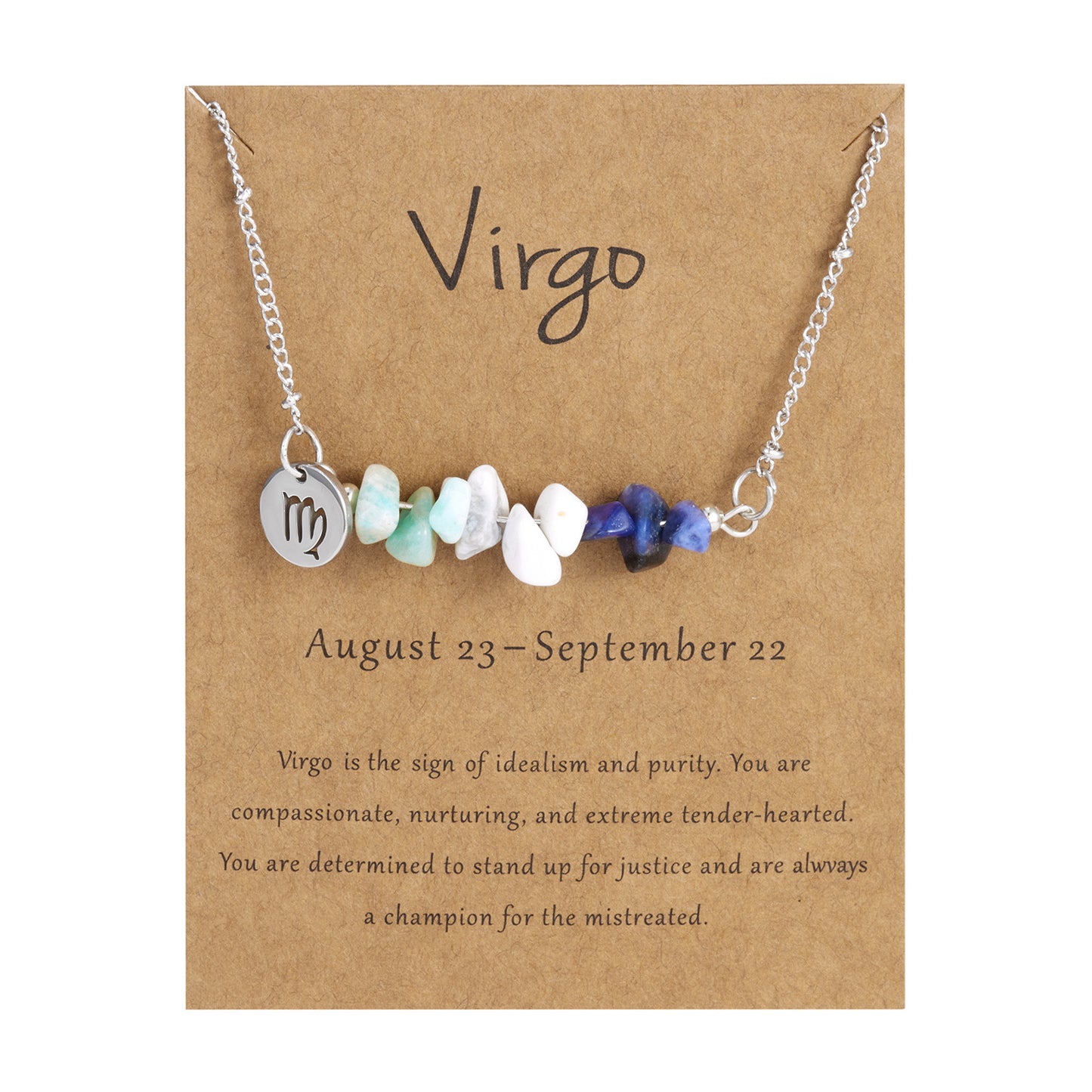 Natural Stone Zodiac Pendant Necklace