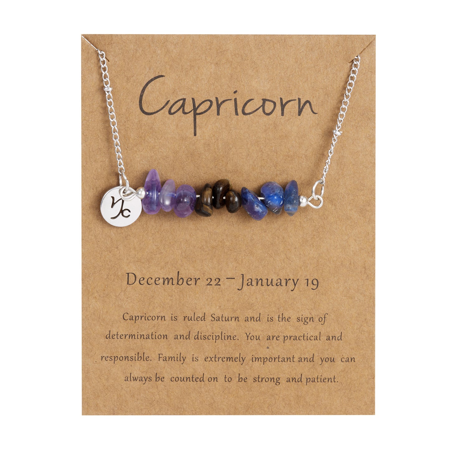 Natural Stone Zodiac Pendant Necklace