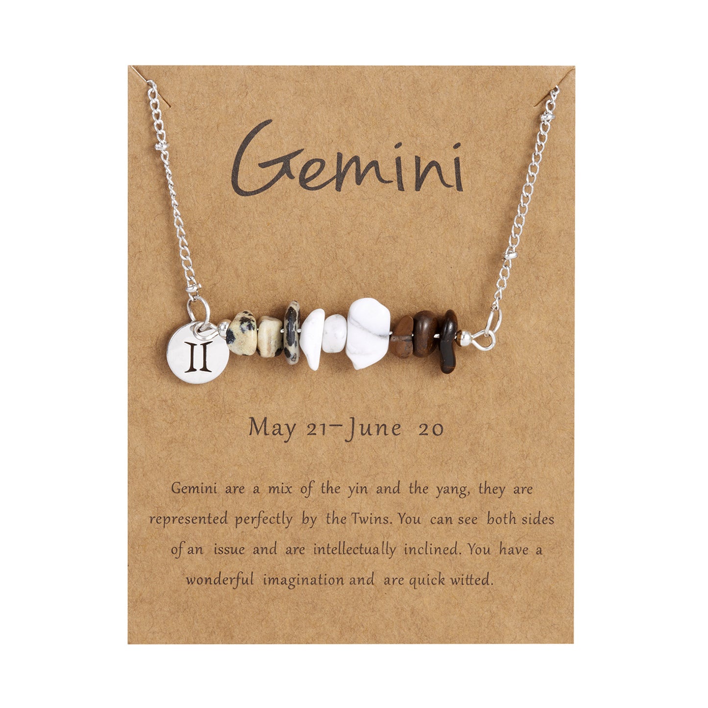 Natural Stone Zodiac Pendant Necklace