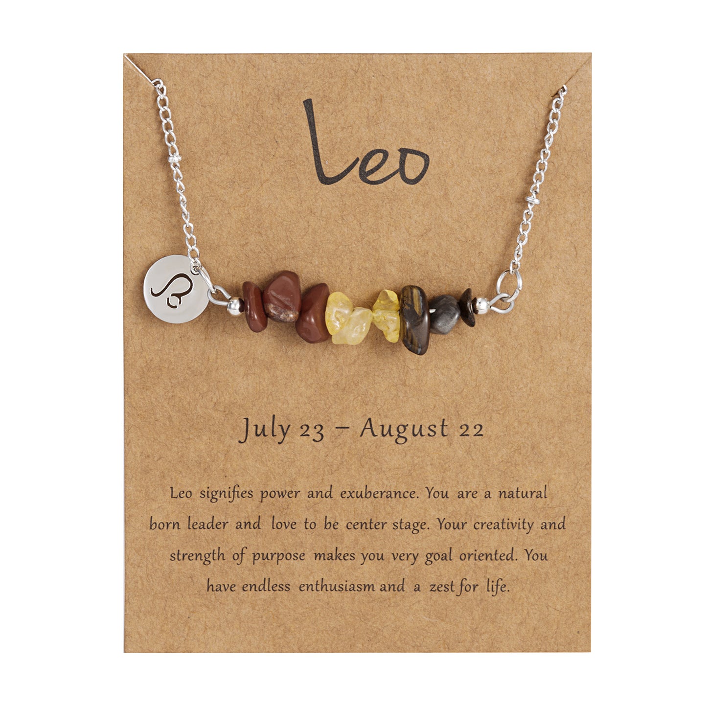 Natural Stone Zodiac Pendant Necklace