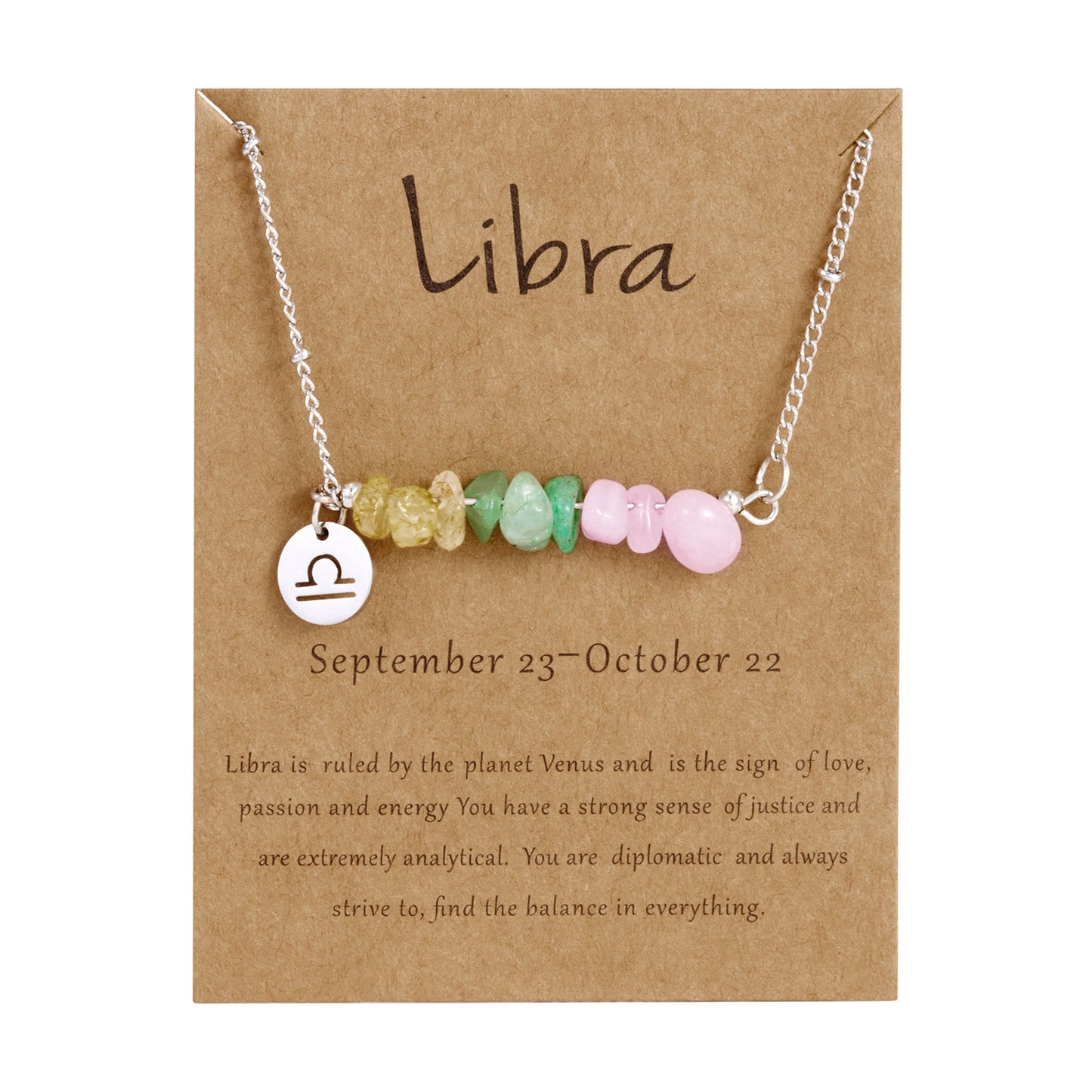 Natural Stone Zodiac Pendant Necklace