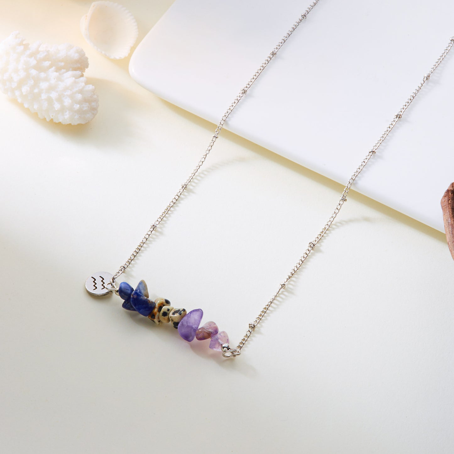 Natural Stone Zodiac Pendant Necklace