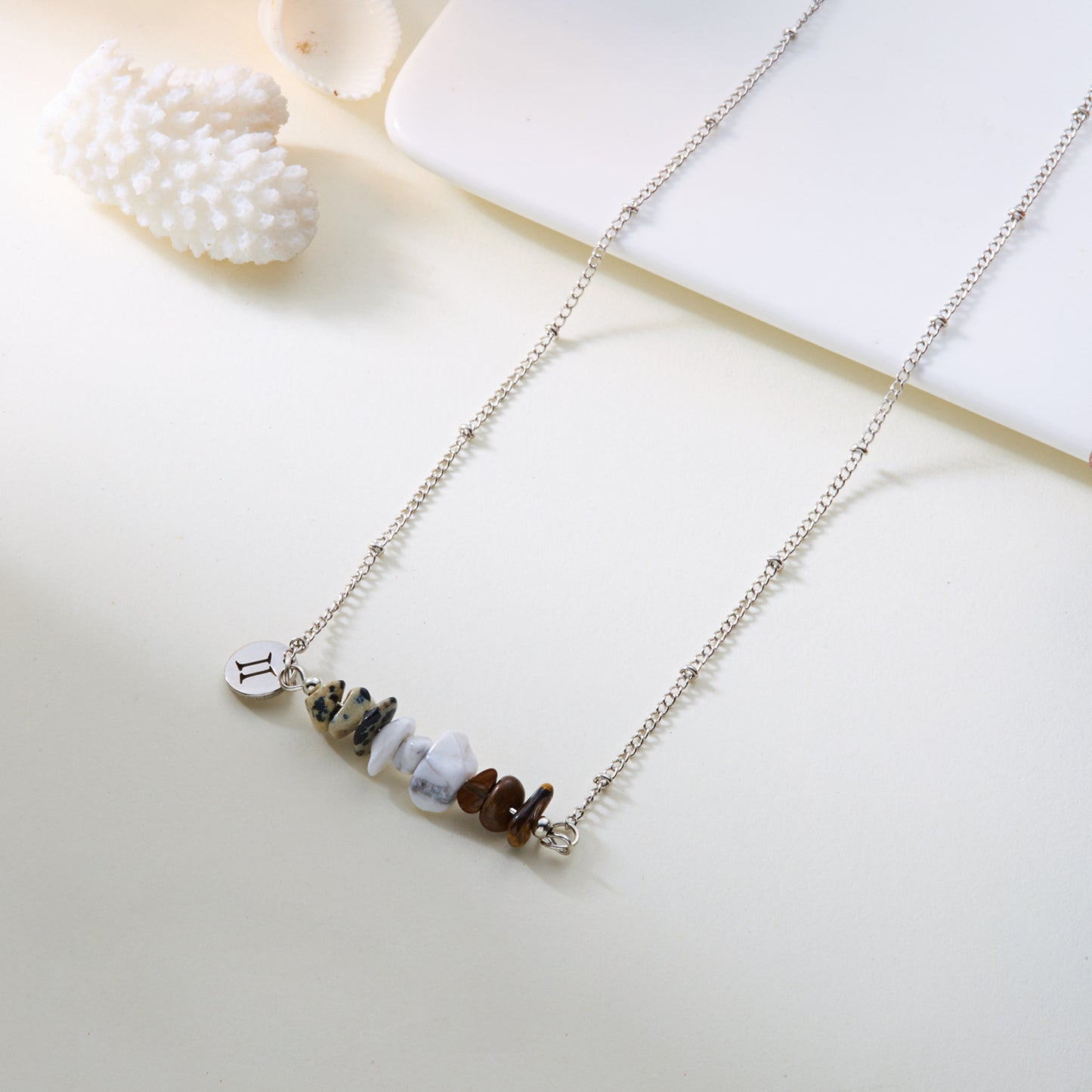 Natural Stone Zodiac Pendant Necklace