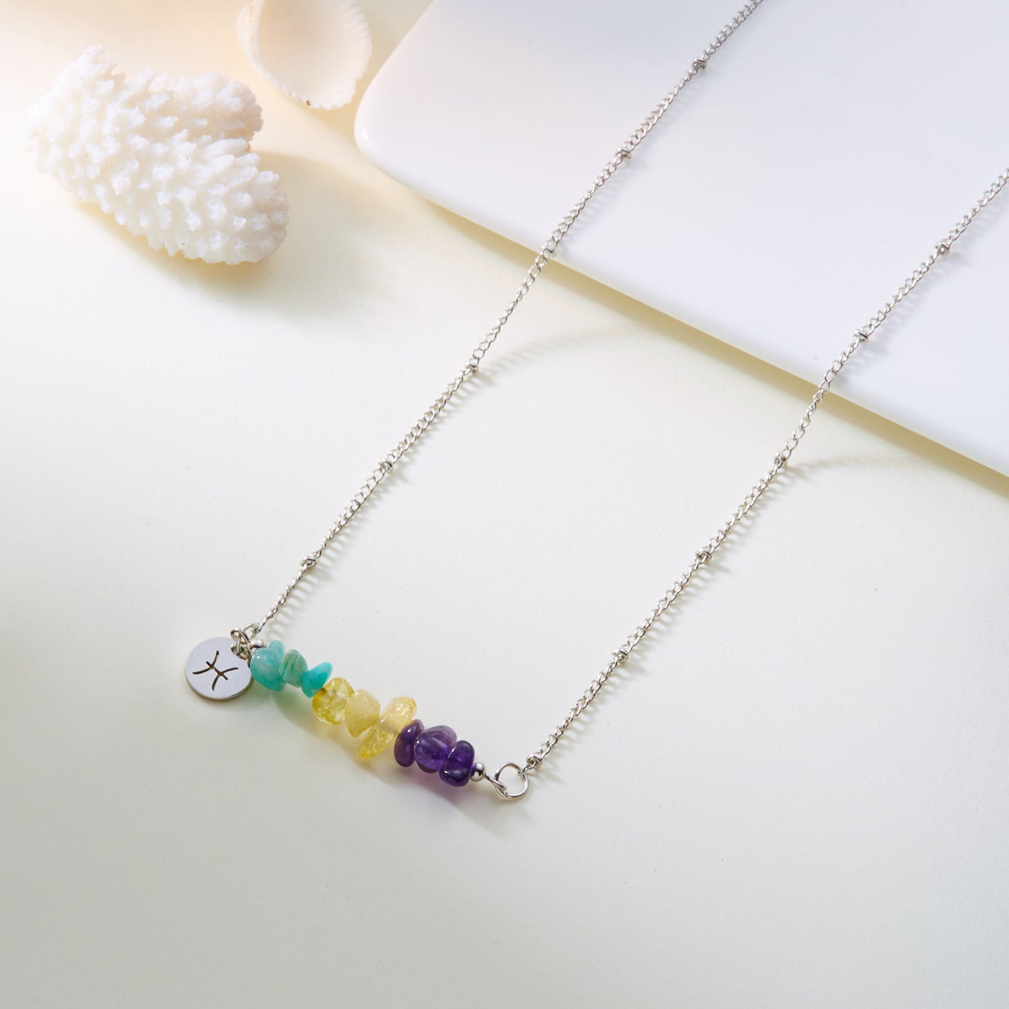 Natural Stone Zodiac Pendant Necklace