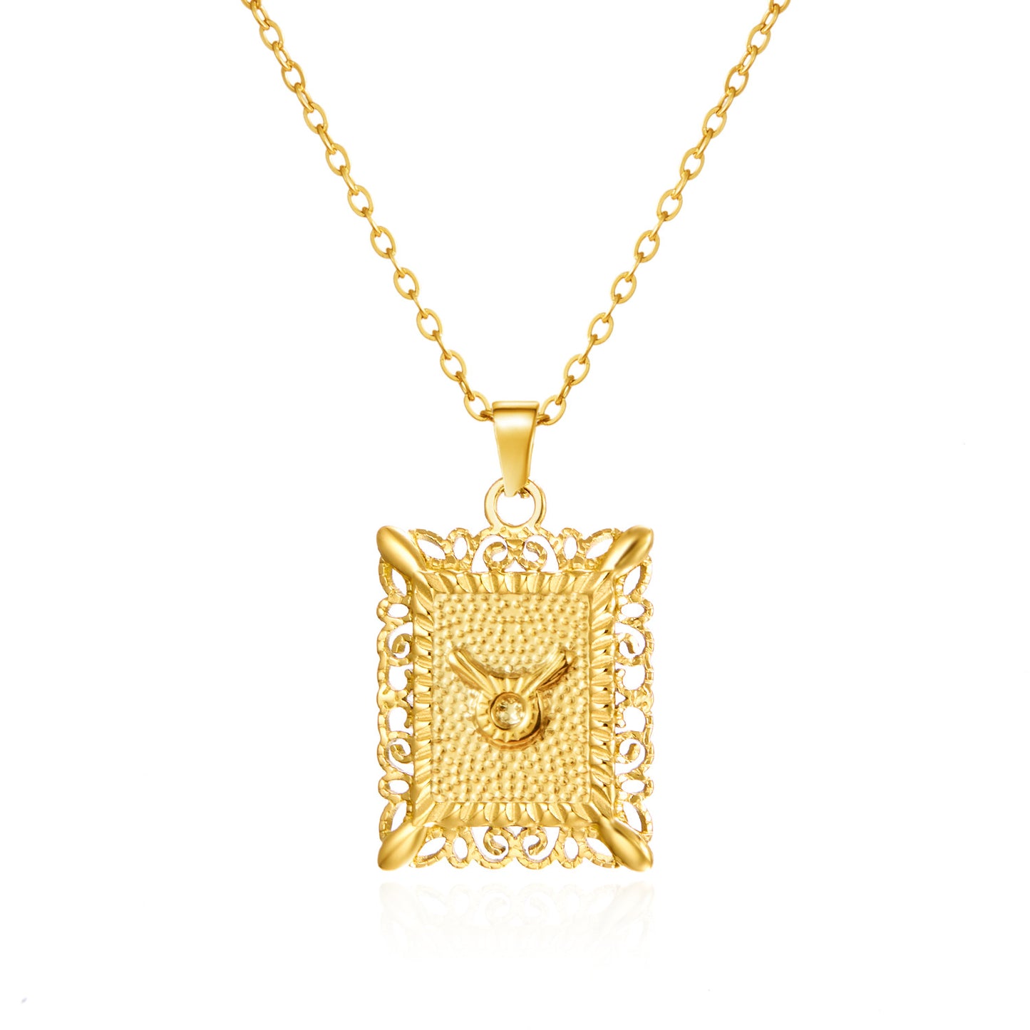 Zodiac Openwork Pendant Necklace