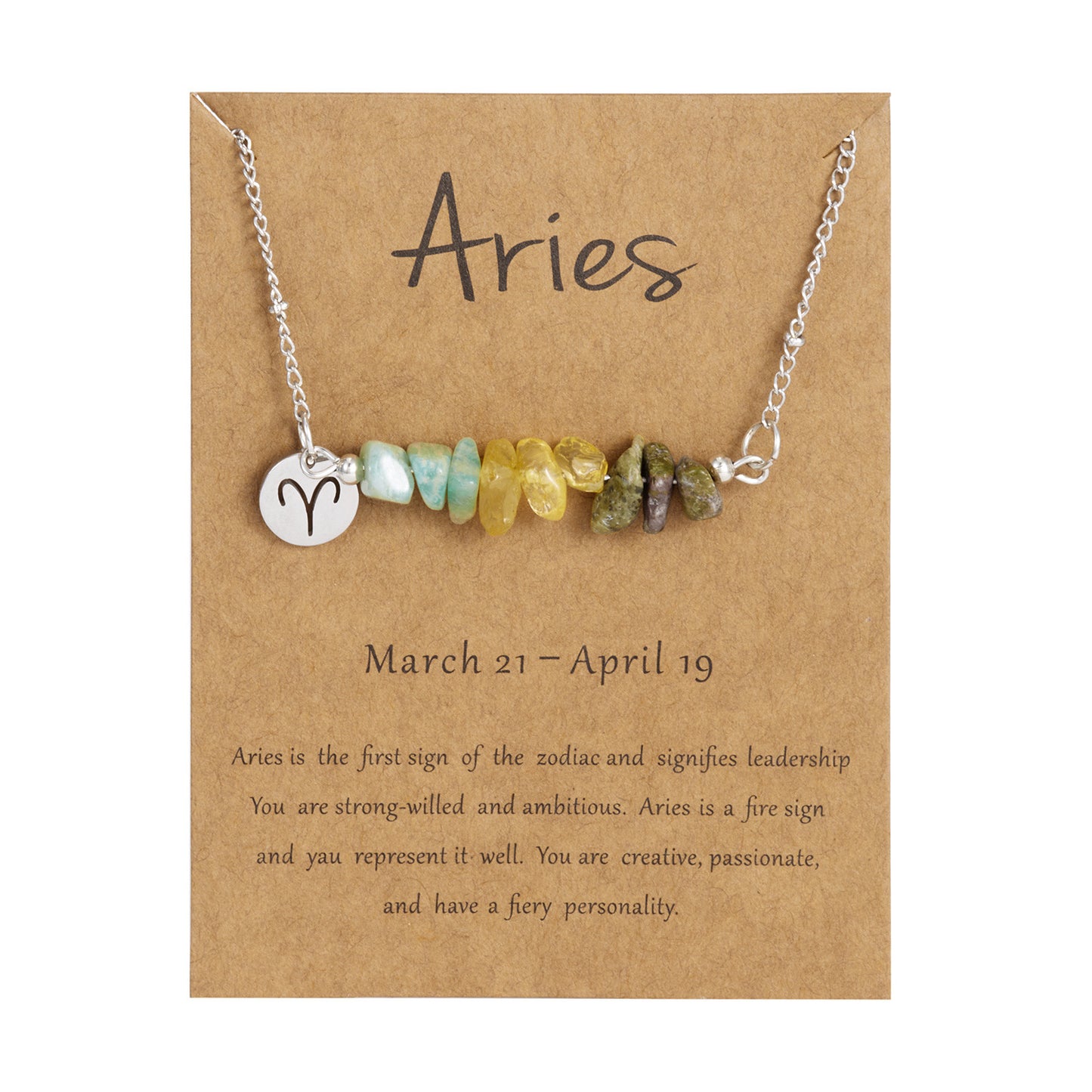 Natural Stone Zodiac Pendant Necklace