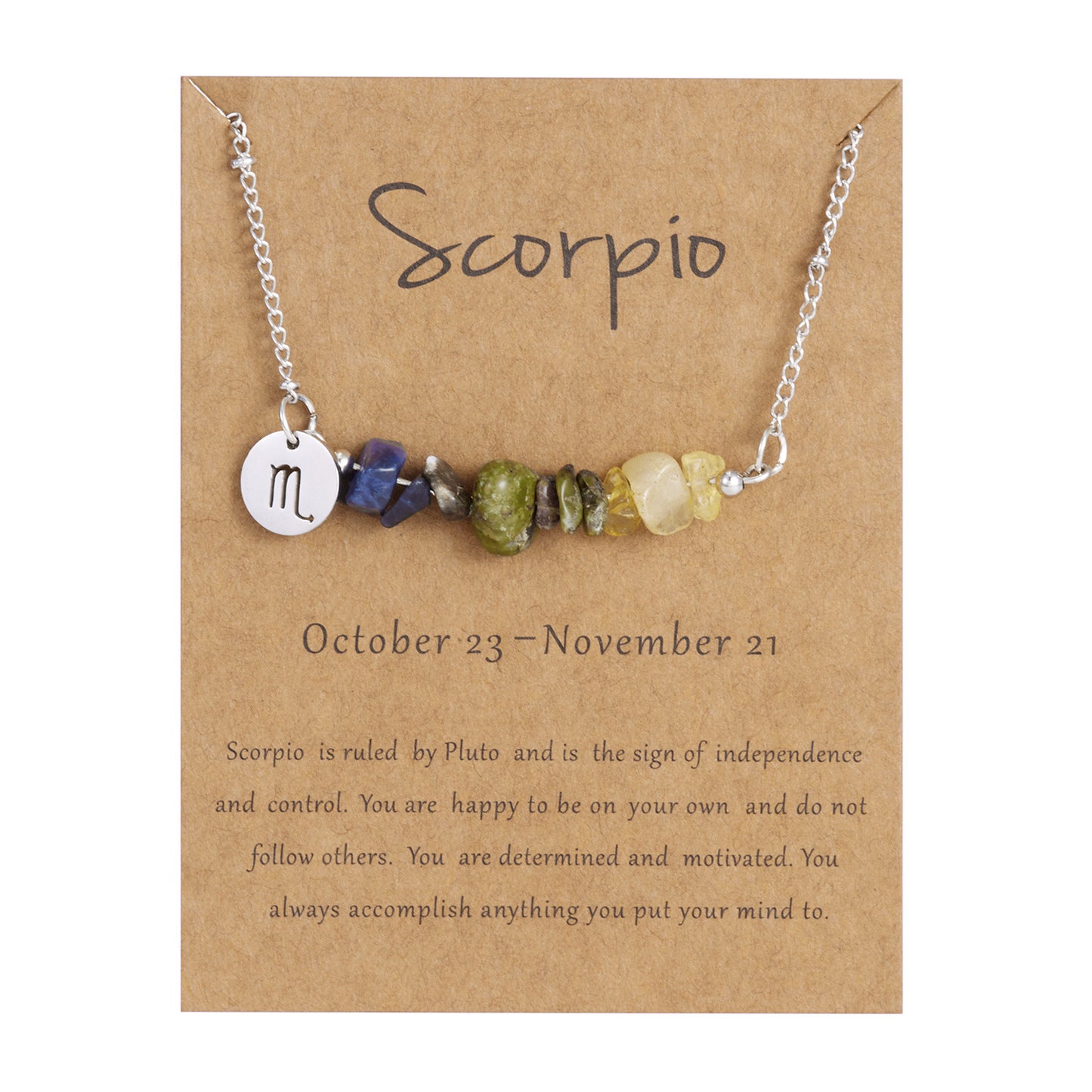 Natural Stone Zodiac Pendant Necklace