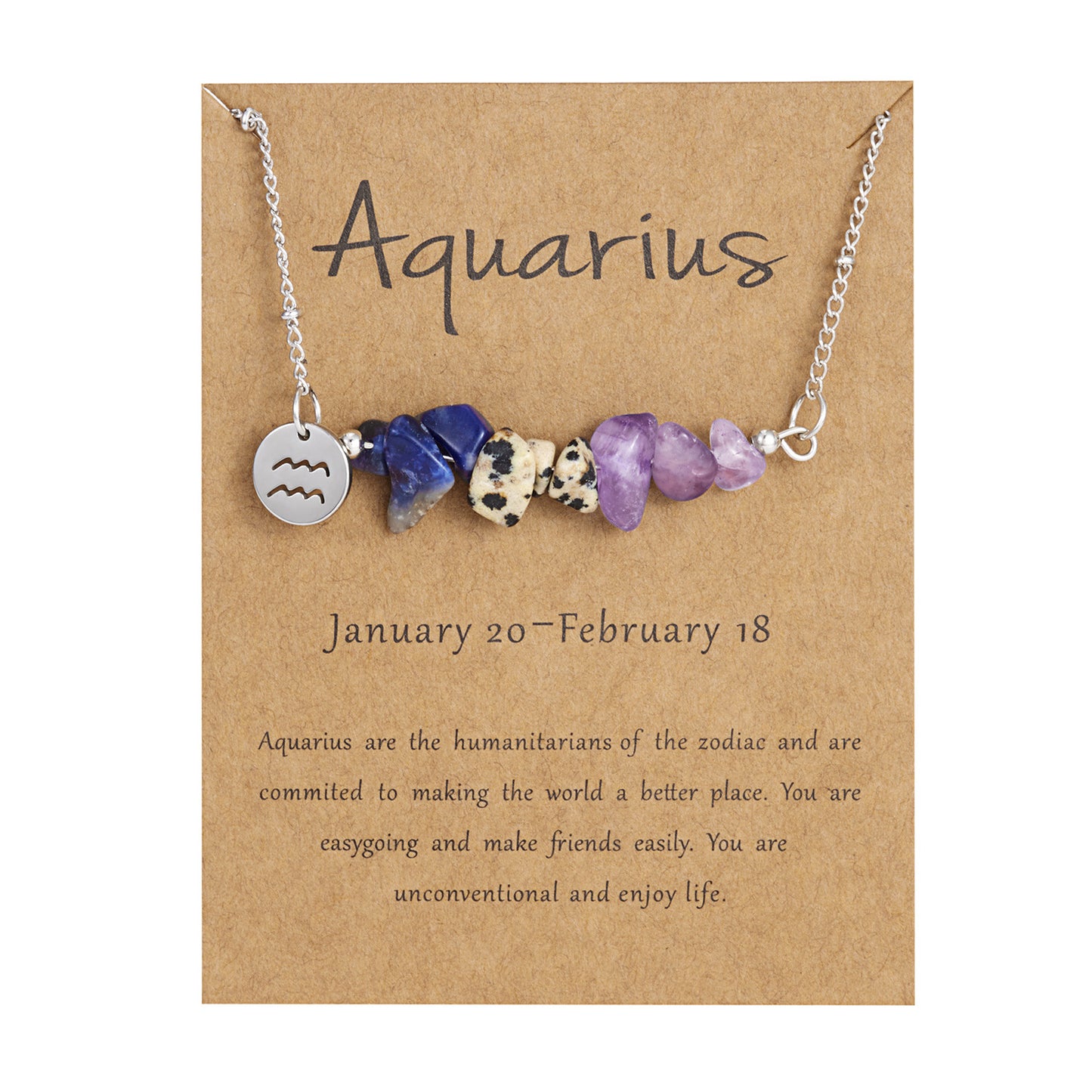 Natural Stone Zodiac Pendant Necklace