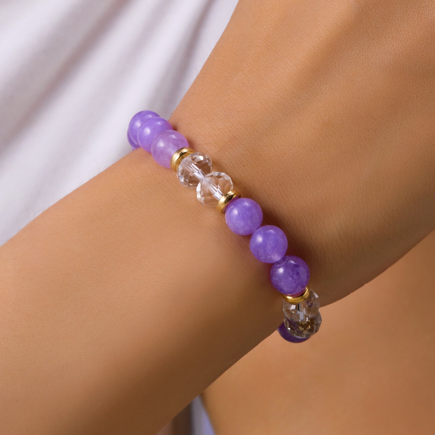 Bracelet en cristal de pierre de couleur du zodiaque