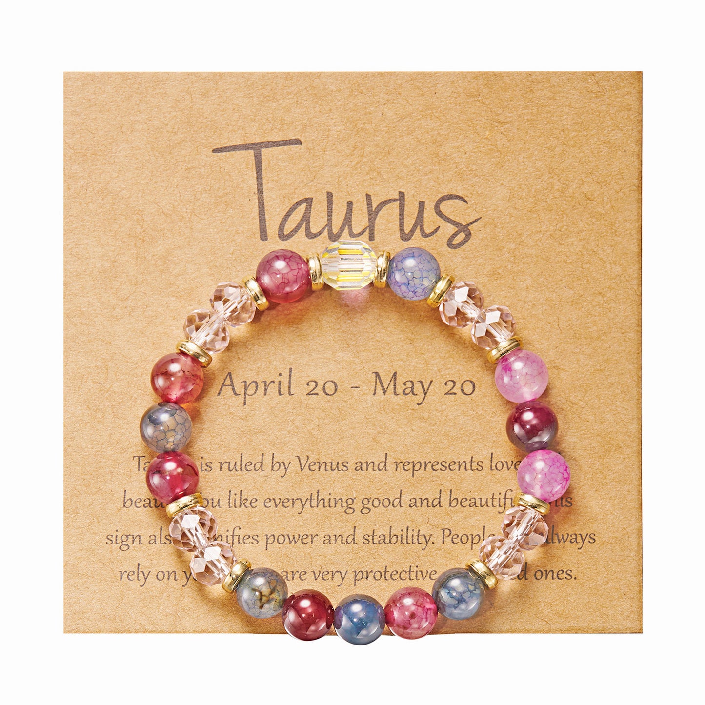 Bracelet en cristal de pierre de couleur du zodiaque