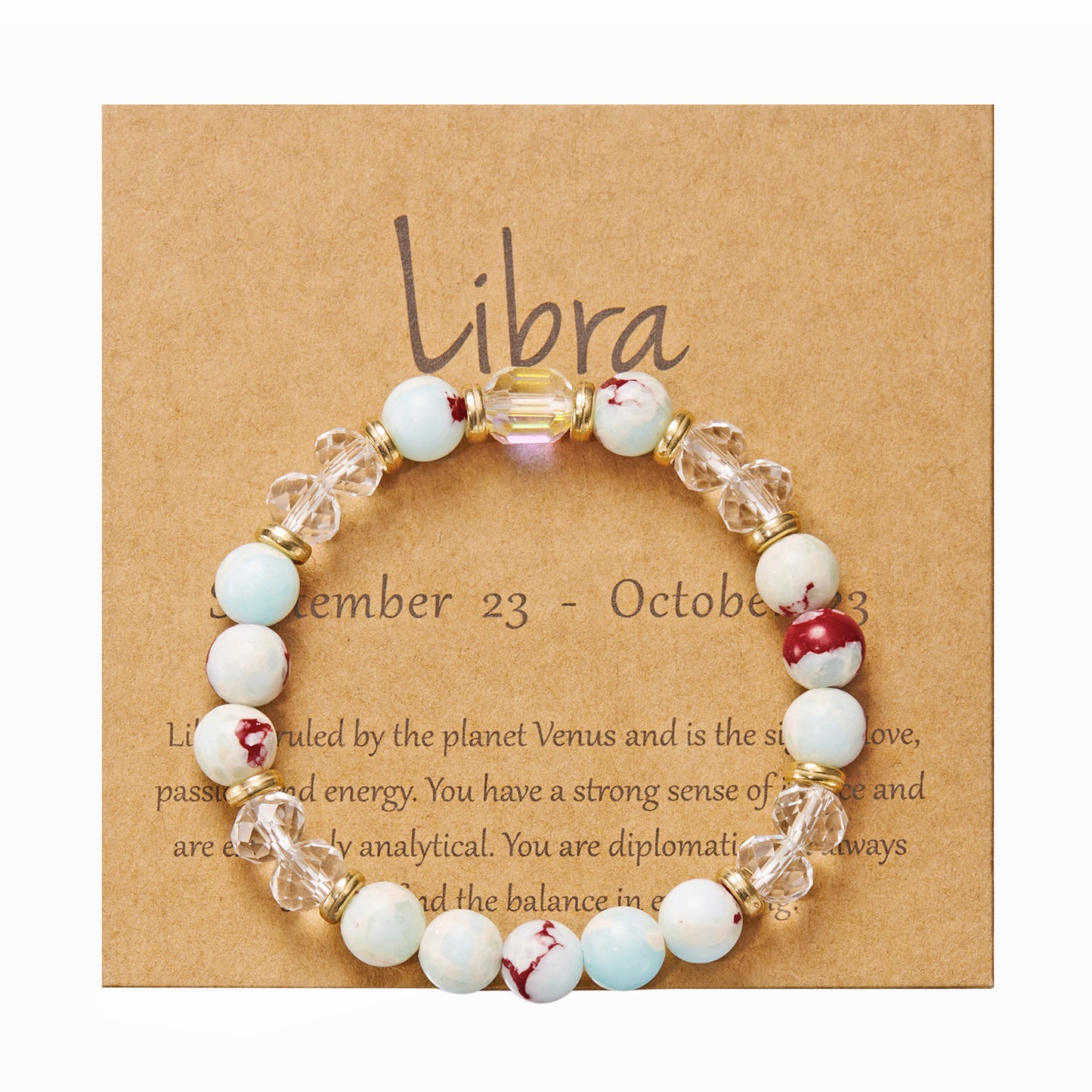 Bracelet en cristal de pierre de couleur du zodiaque
