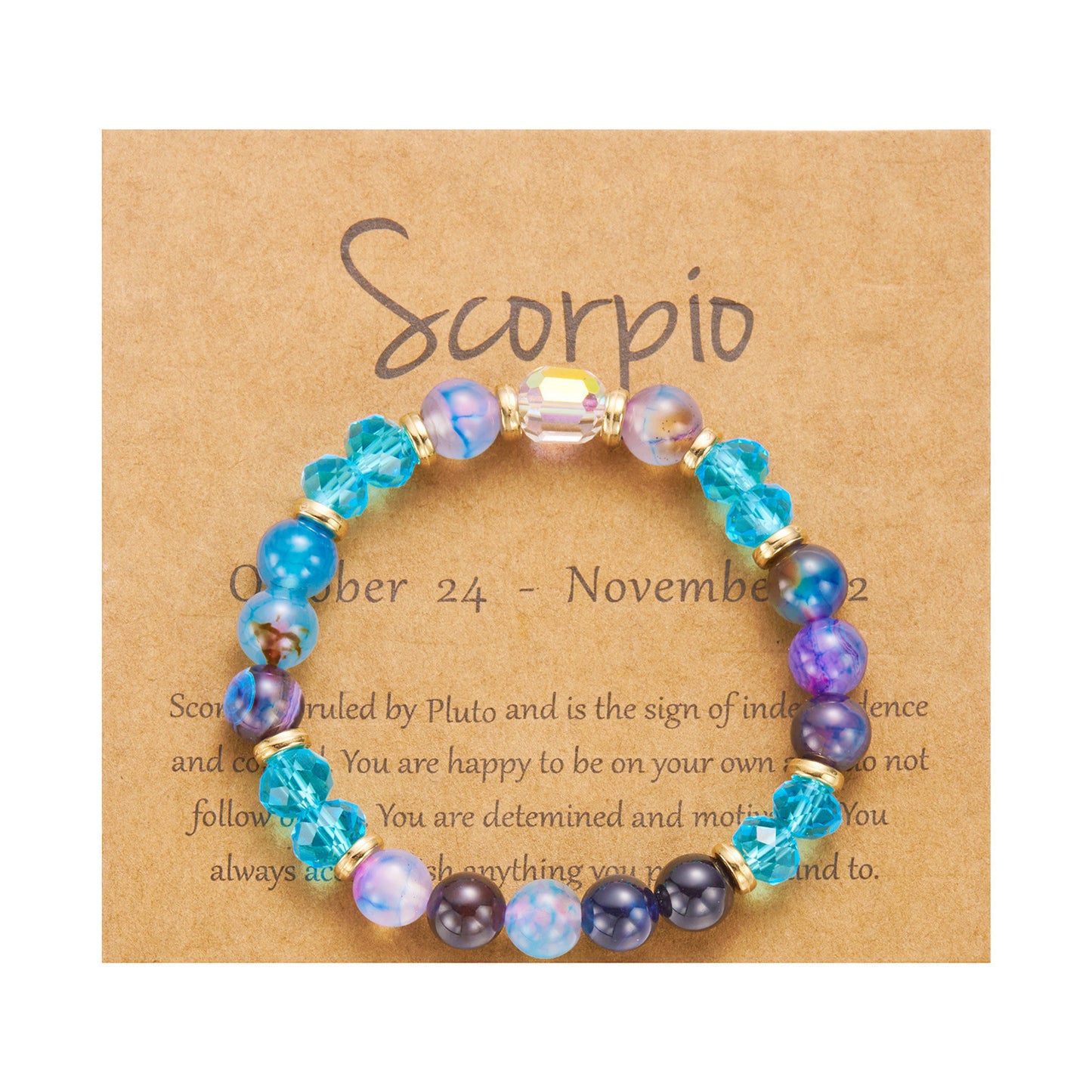 Bracelet en cristal de pierre de couleur du zodiaque