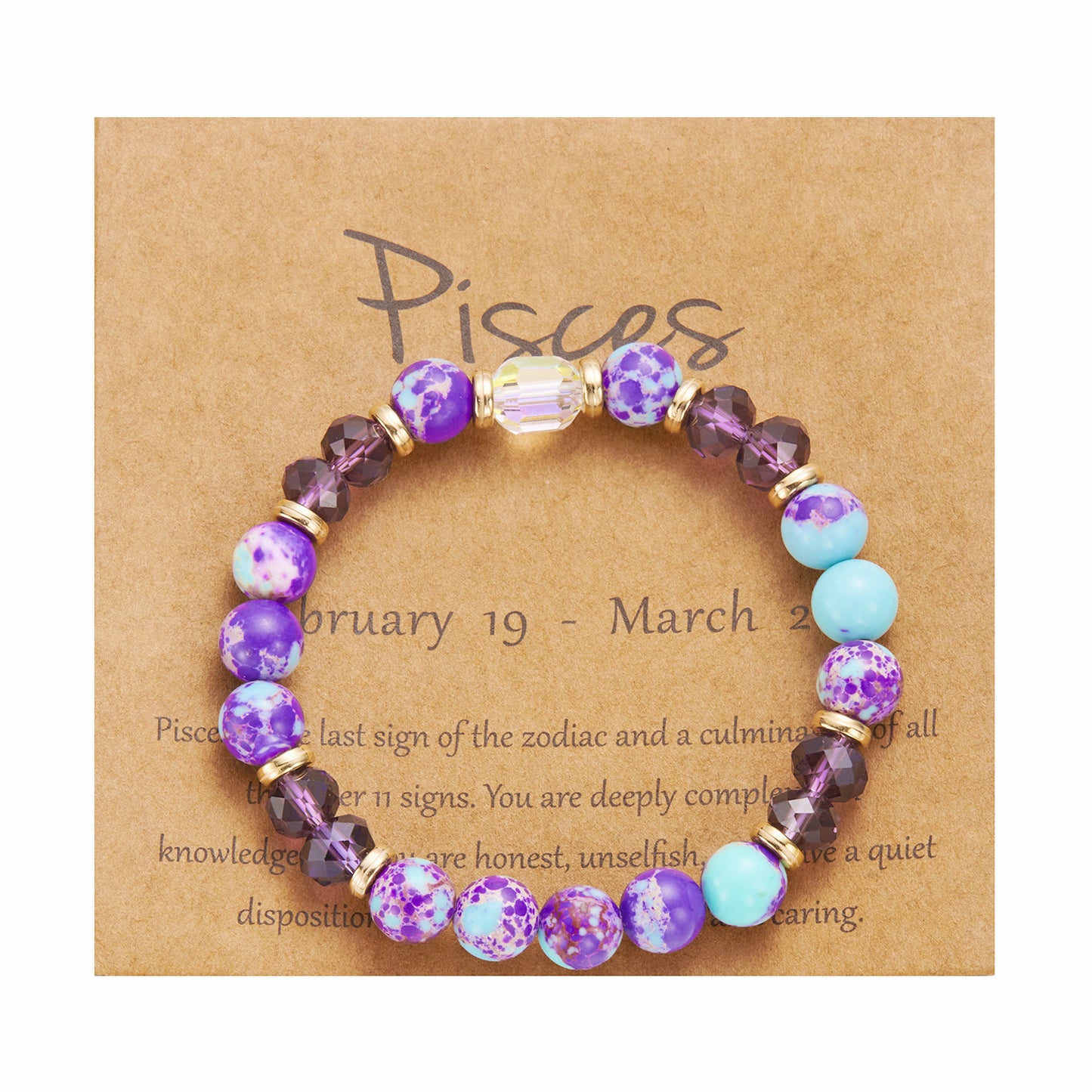 Bracelet en cristal de pierre de couleur du zodiaque