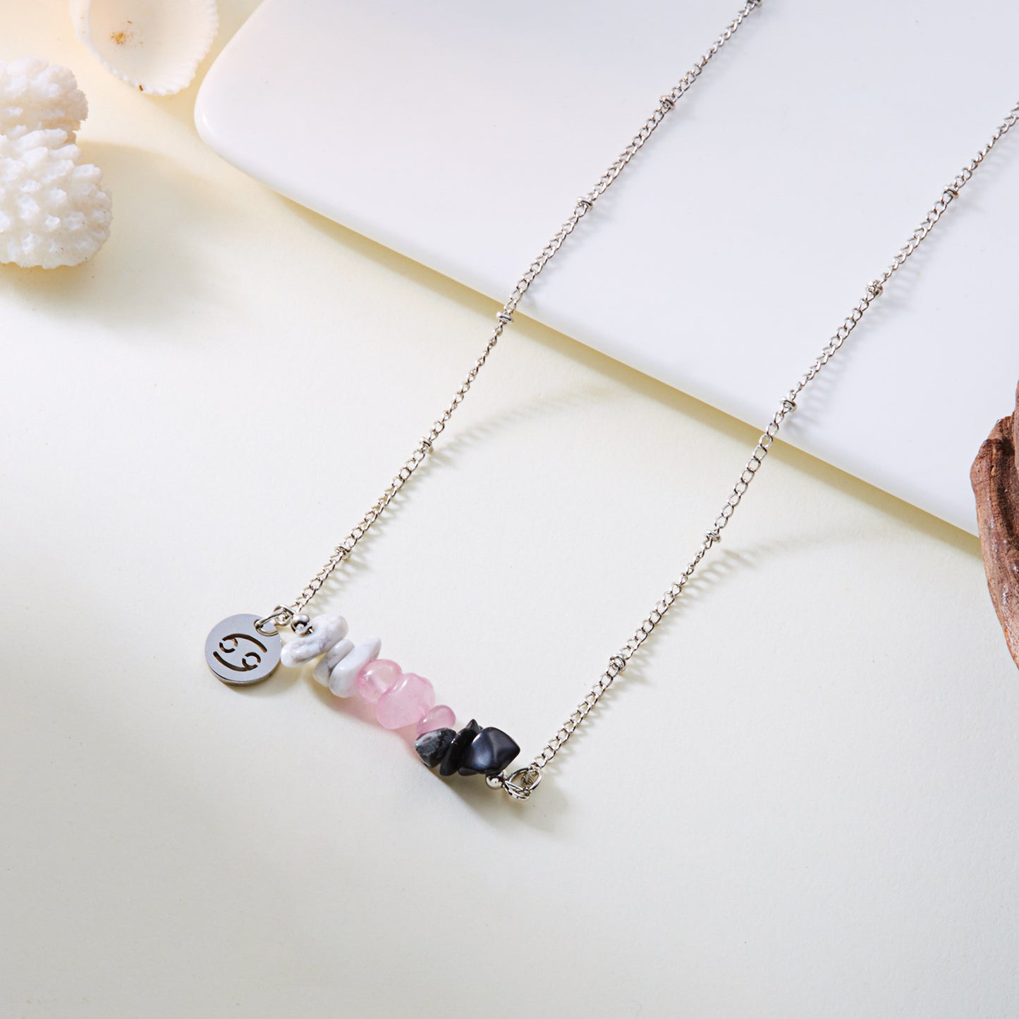 Natural Stone  Zodiac Pendant Necklace