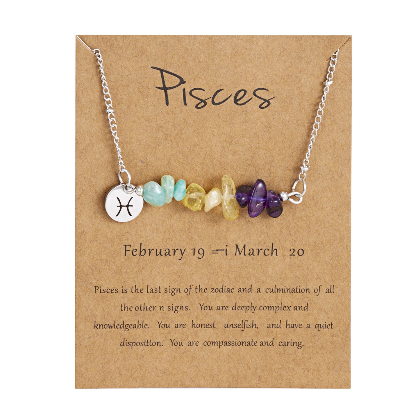 Natural Stone  Zodiac Pendant Necklace