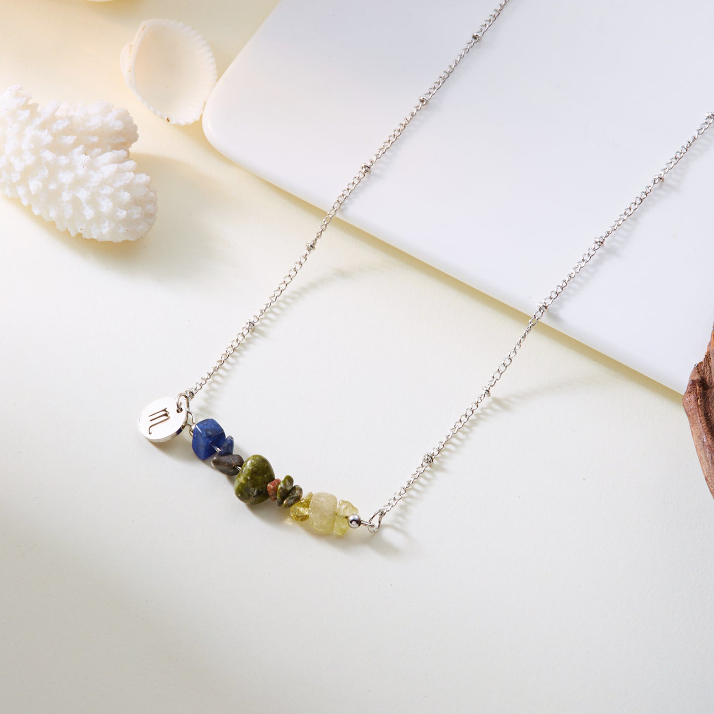 Natural Stone  Zodiac Pendant Necklace