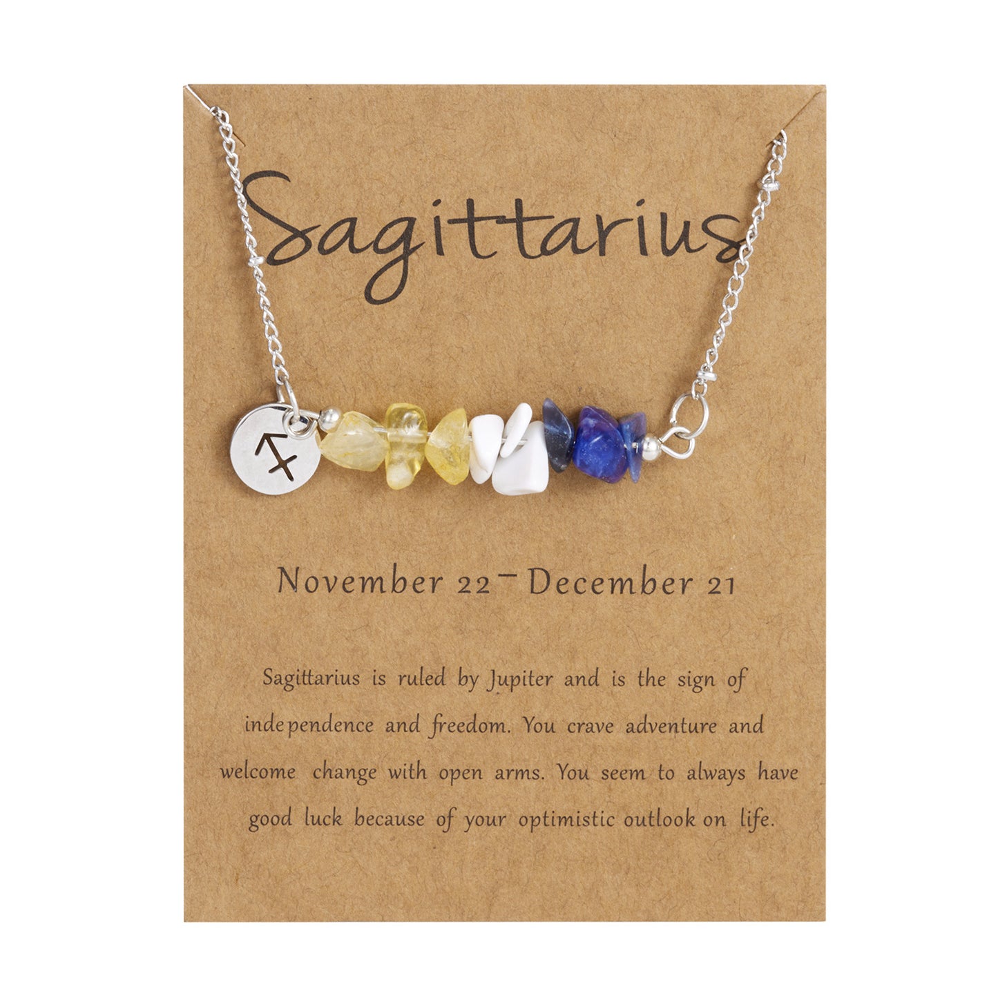 Natural Stone  Zodiac Pendant Necklace