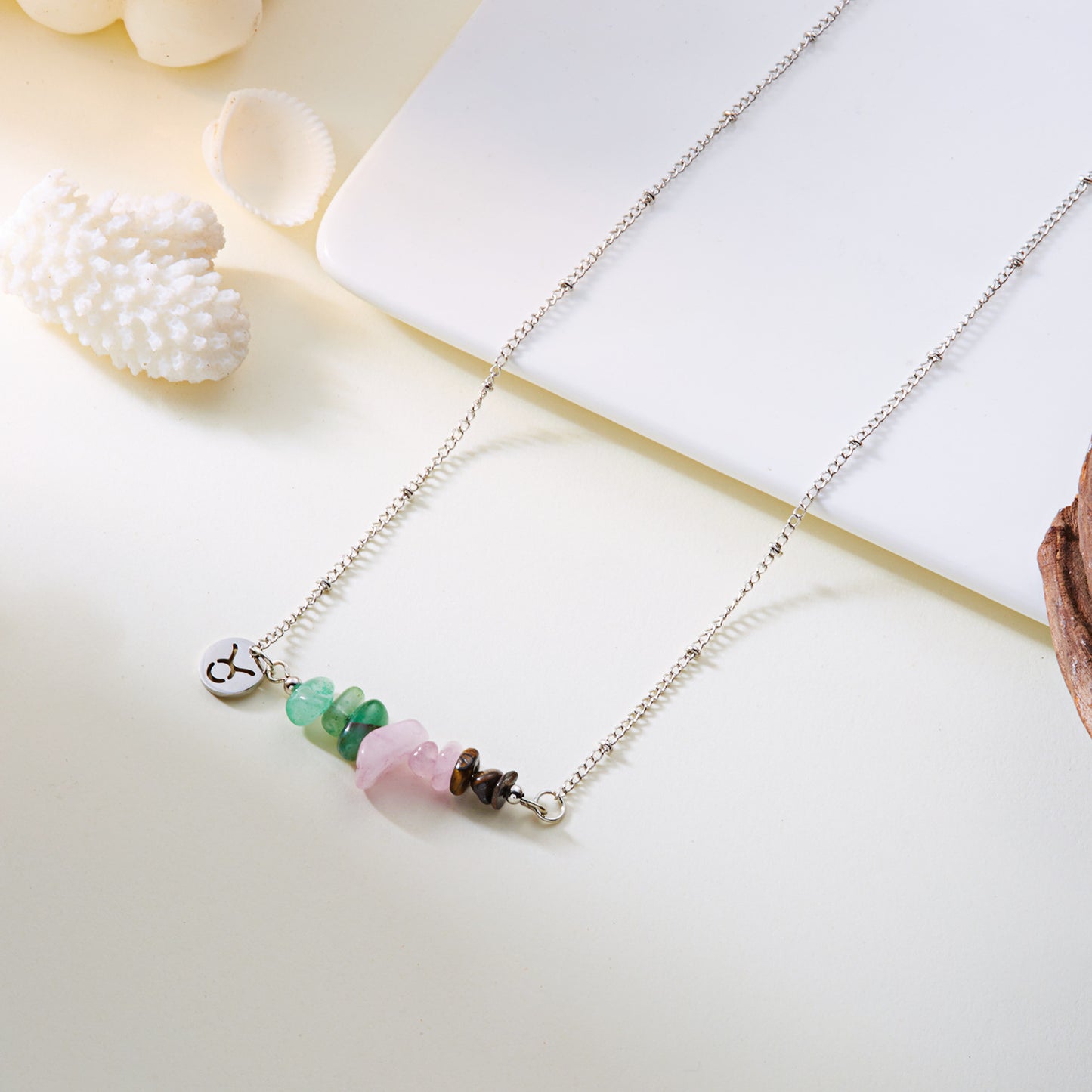 Natural Stone  Zodiac Pendant Necklace