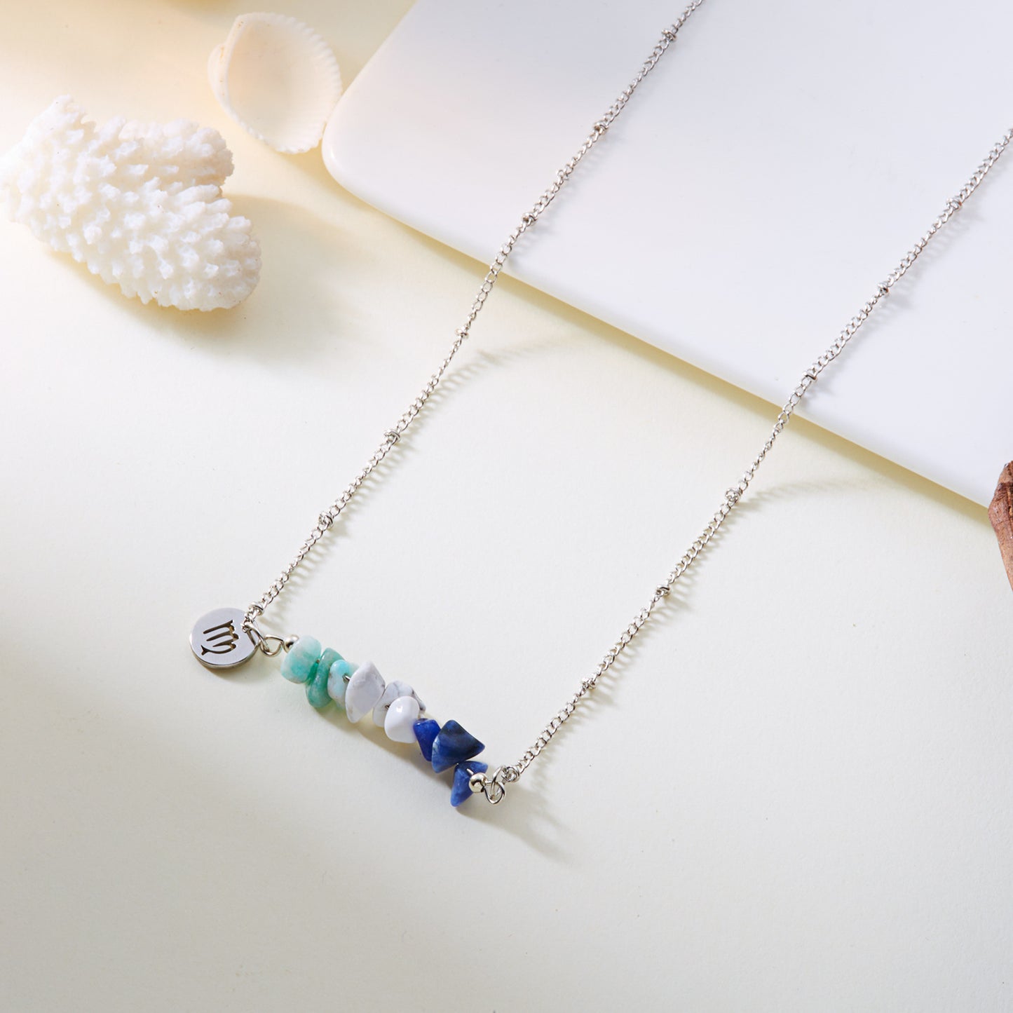 Natural Stone  Zodiac Pendant Necklace