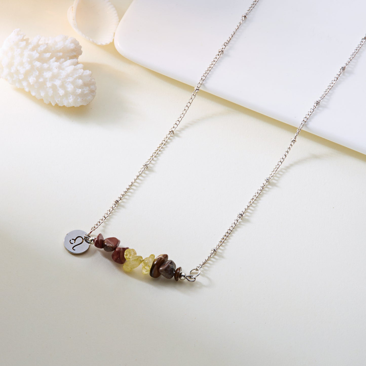 Natural Stone  Zodiac Pendant Necklace