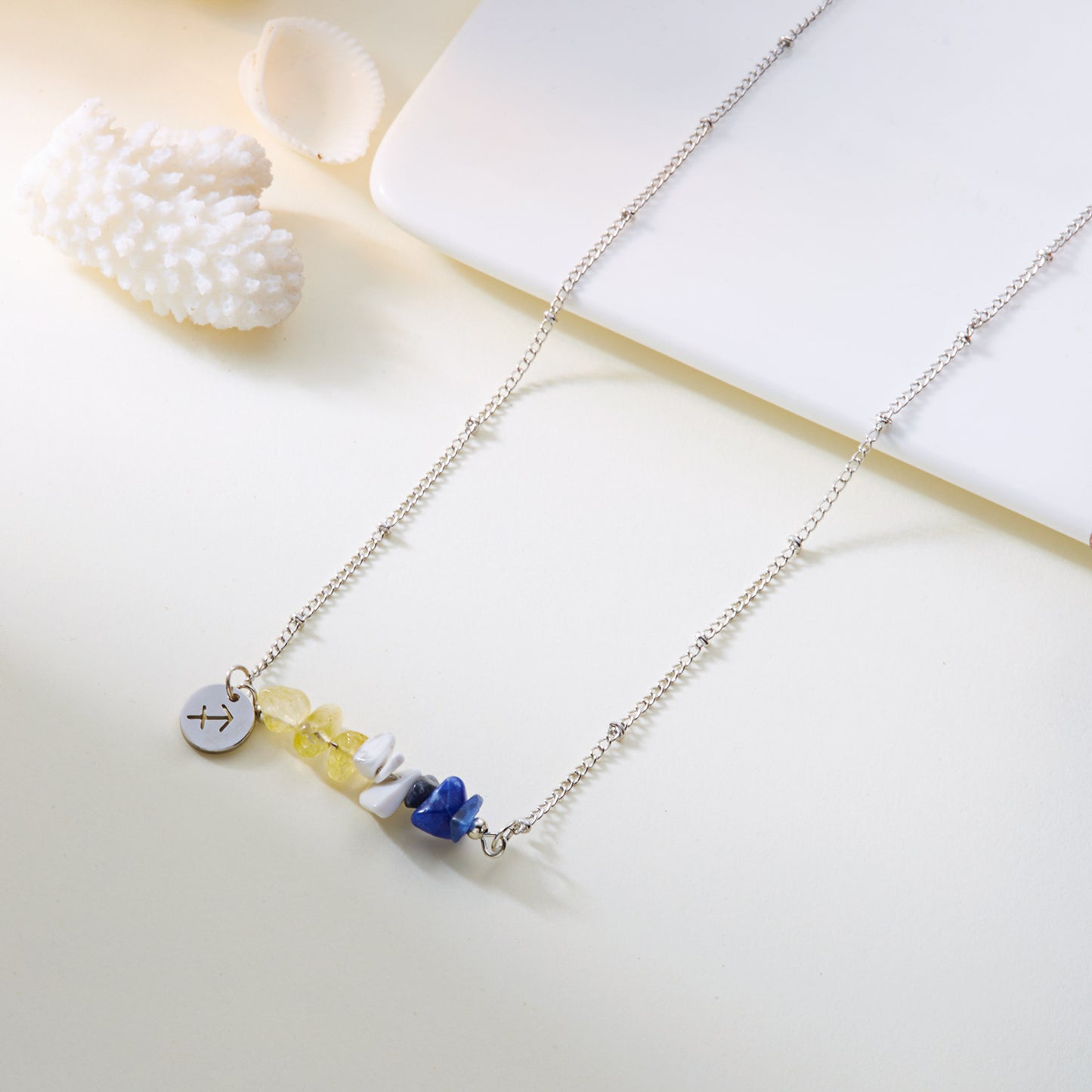 Natural Stone  Zodiac Pendant Necklace