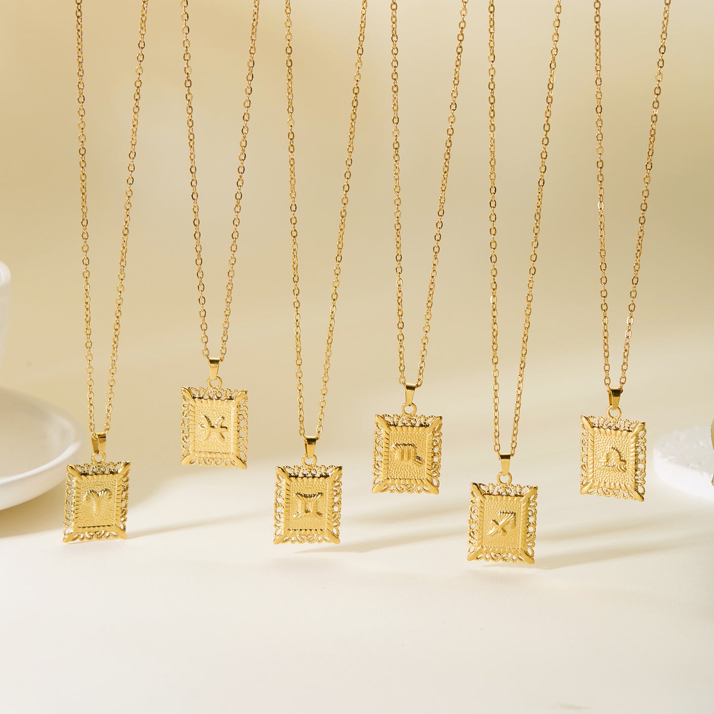 Zodiac Openwork Pendant Necklace