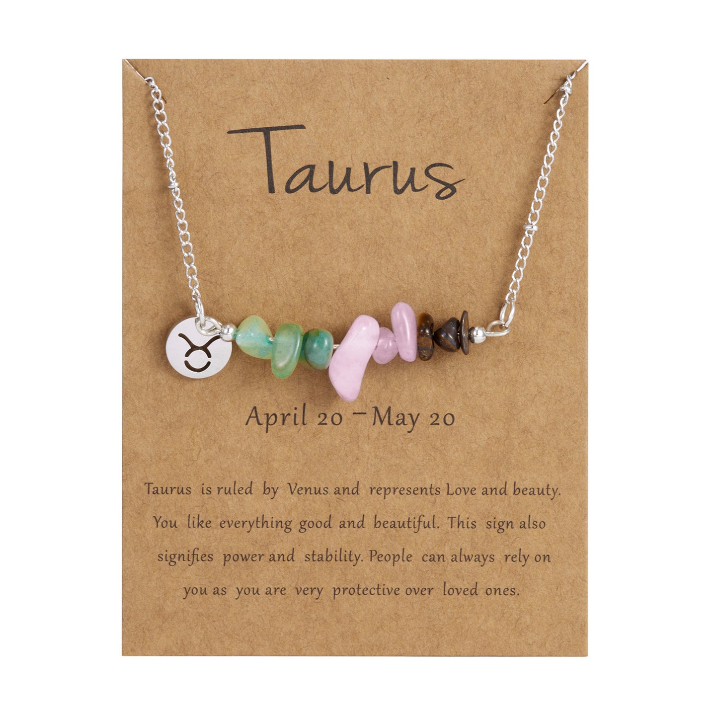 Natural Stone  Zodiac Pendant Necklace