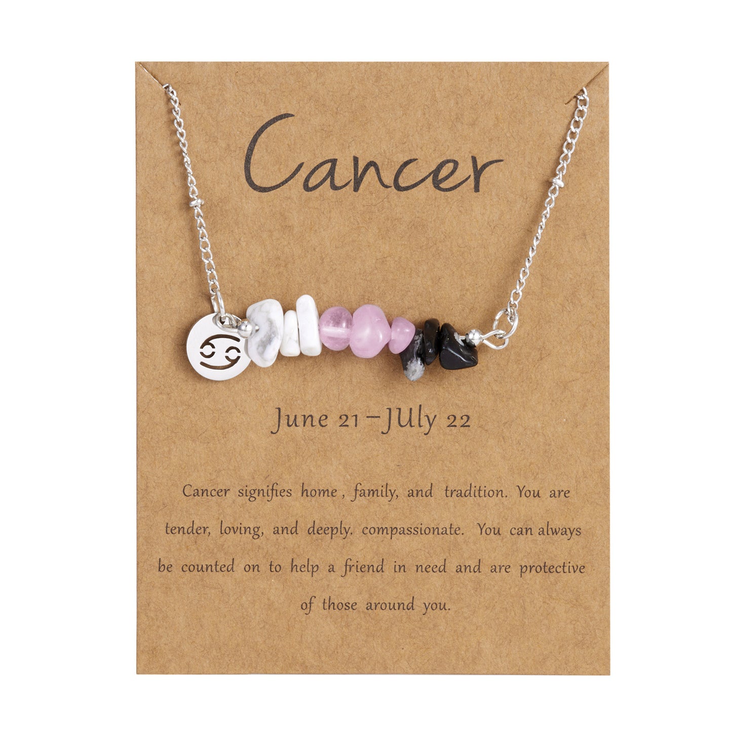 Natural Stone  Zodiac Pendant Necklace