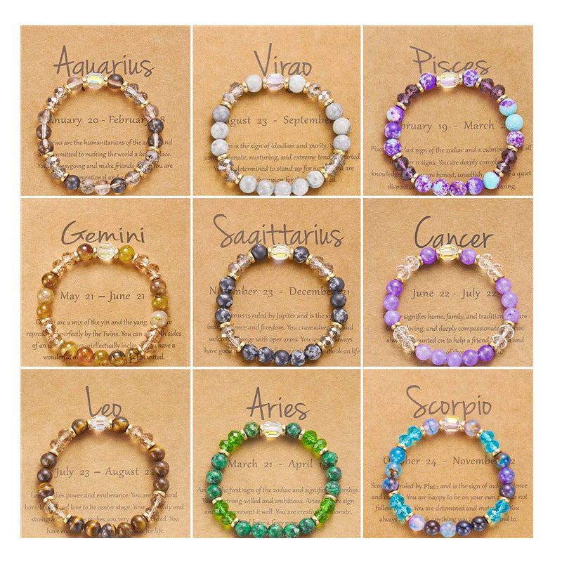 Bracelet en cristal de pierre de couleur du zodiaque