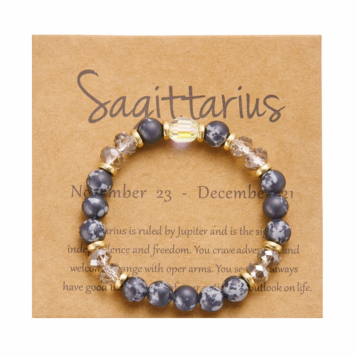 Bracelet en cristal de pierre de couleur du zodiaque