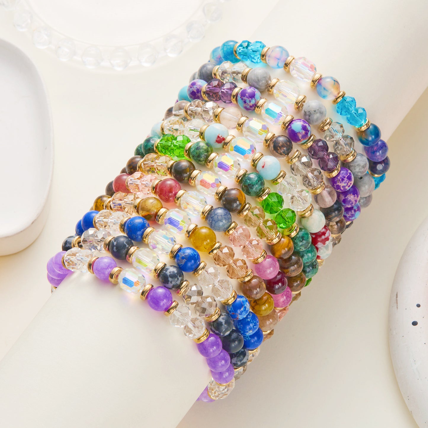 Bracelet en cristal de pierre de couleur du zodiaque