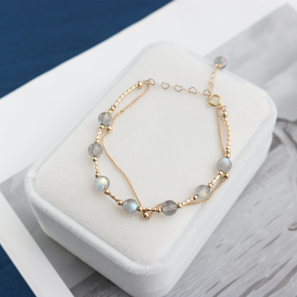 Moonstone Crystal Double Bracelet