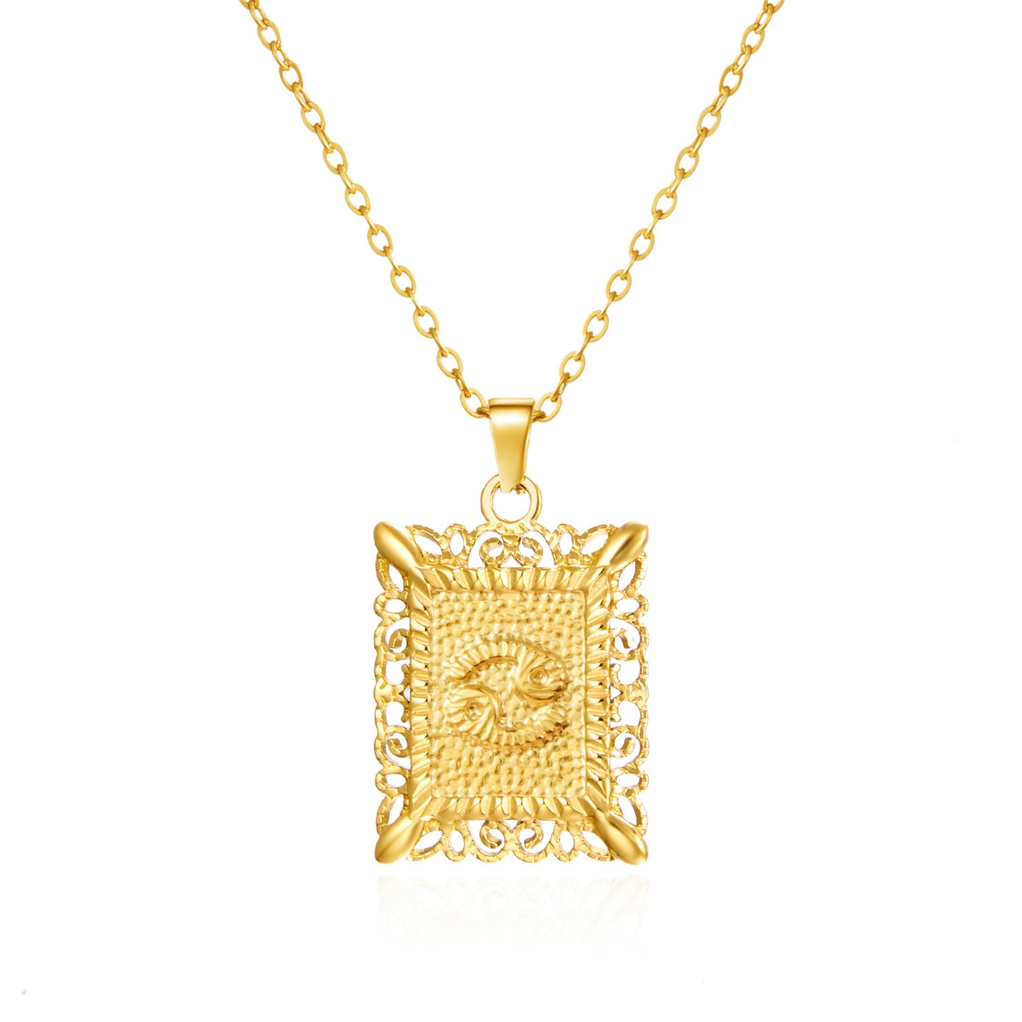 Zodiac Openwork Pendant Necklace